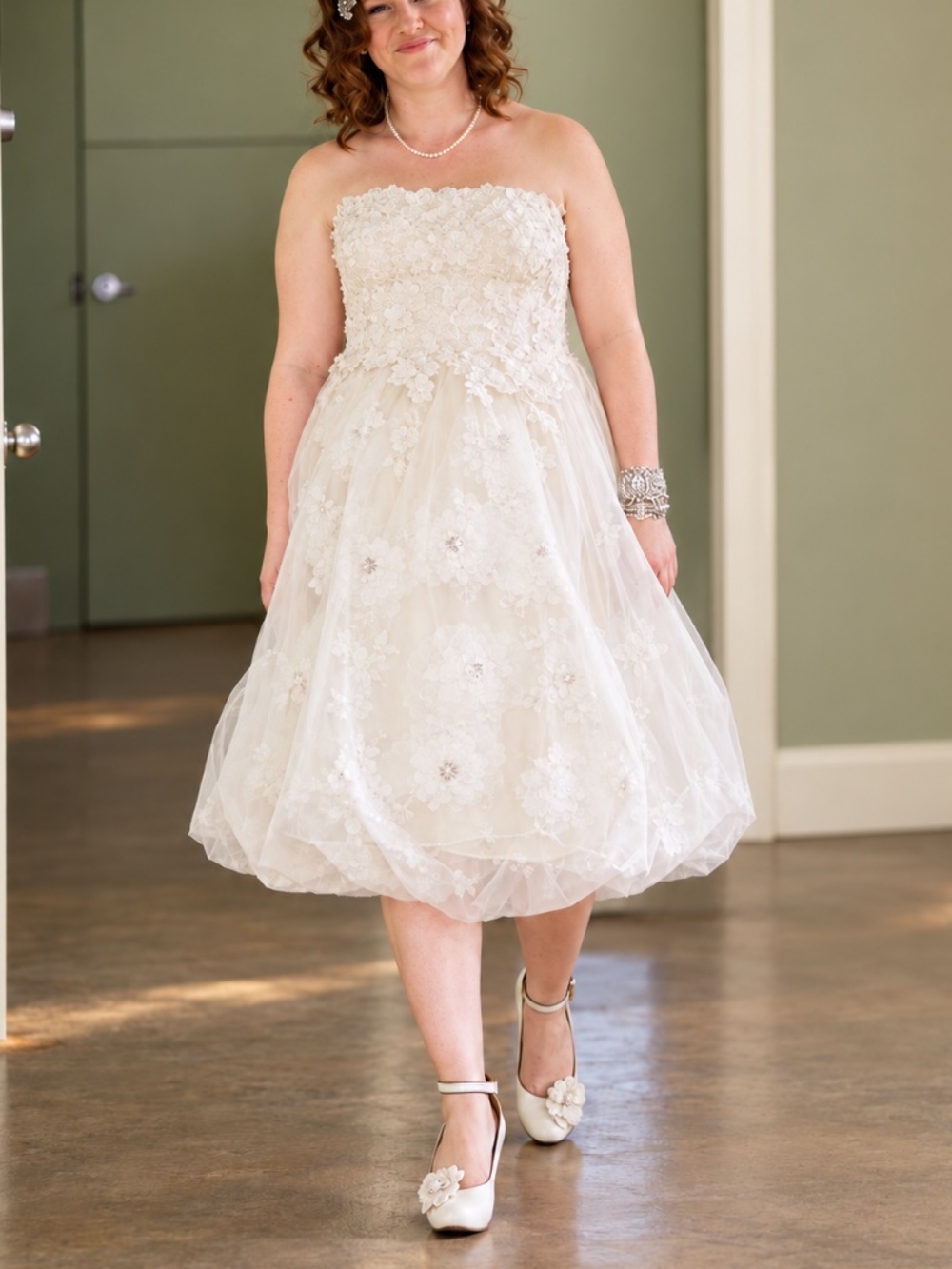 Rare BHLDN Quillaree Floral Artwork Silk Wedding Dress Sz 14